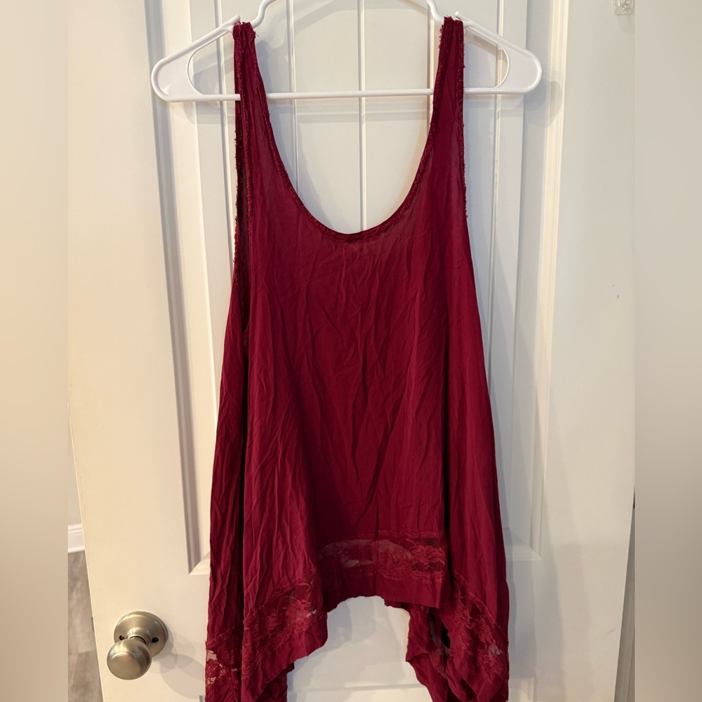 Free People Intimately Red Flowy Lace Trim Tank Size S/P